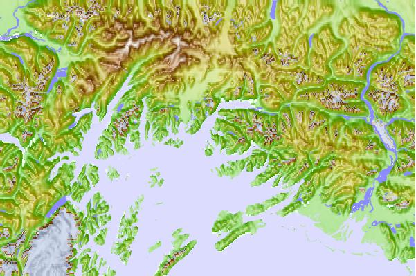 Tide stations located close to Busby Island, Valdez Arm, Alaska