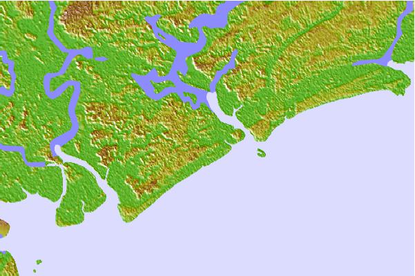 Tide stations located close to Ocella Creek, 2 miles above entrance, South Carolina