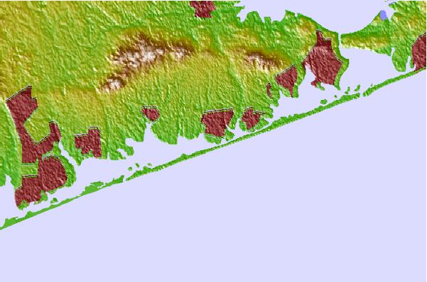 Tide stations located close to Potunk Point, Moriches Bay, Long Island, New York