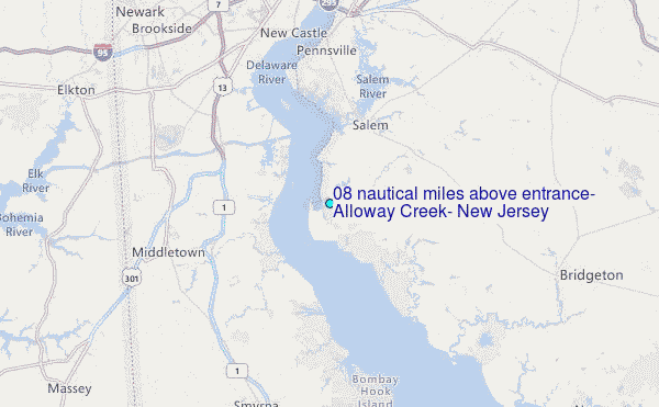 0.8 nautical miles above entrance, Alloway Creek, New Jersey Tide Station Location Map