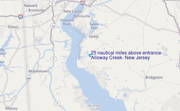2.5 nautical miles above entrance, Alloway Creek, New Jersey Tide Station Location Map