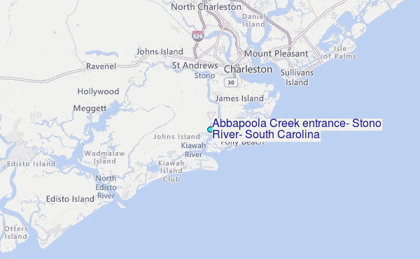 Abbapoola Creek entrance, Stono River, South Carolina Tide Station Location Map