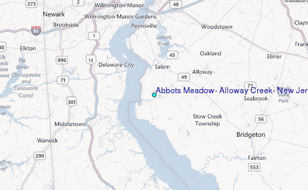 Abbots Meadow, Alloway Creek, New Jersey Tide Station Location Map
