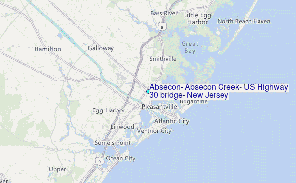 Absecon, Absecon Creek, US Highway 30 bridge, New Jersey Tide Station Location Map