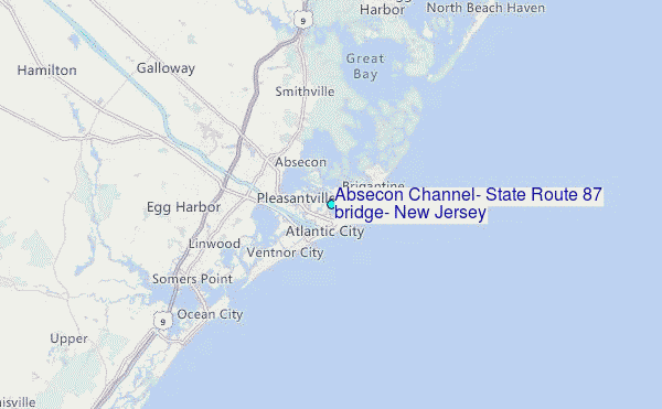 Absecon Channel, State Route 87 bridge, New Jersey Tide Station Location Map