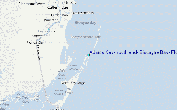 Adams Key, south end, Biscayne Bay, Florida Tide Station Location Map