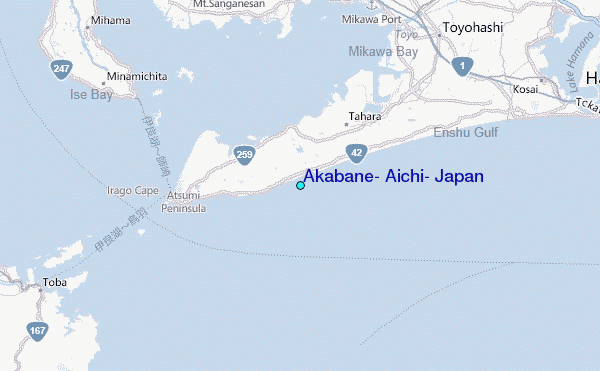 Akabane, Aichi, Japan Tide Station Location Map