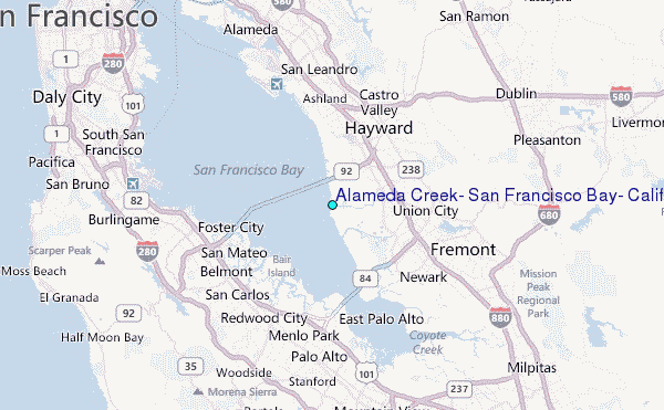 Alameda Creek, San Francisco Bay, California Tide Station Location Map