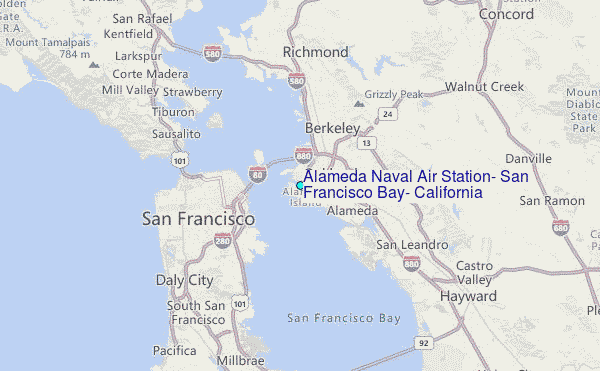 Alameda Naval Air Station, San Francisco Bay, California Tide Station Location Map