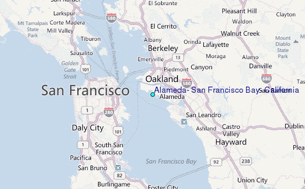 Alameda, San Francisco Bay, California Tide Station Location Map