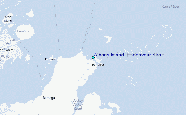 Albany Island, Endeavour Strait Tide Station Location Map