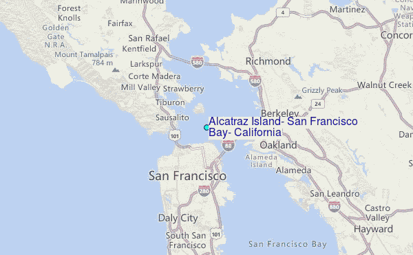 Alcatraz Island, San Francisco Bay, California Tide Station Location Map