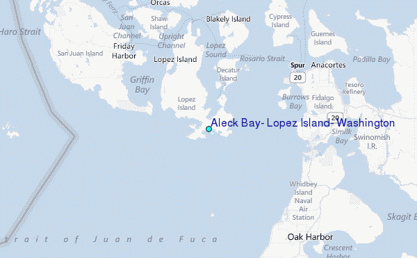 Aleck Bay, Lopez Island, Washington Tide Station Location Map