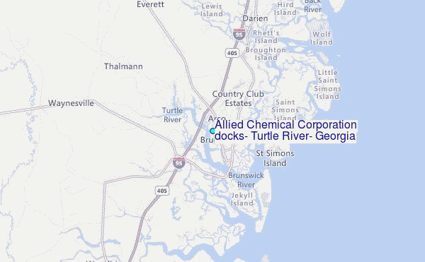 Allied Chemical Corporation docks, Turtle River, Georgia Tide Station Location Map