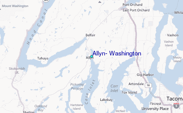 Allyn, Washington Tide Station Location Map