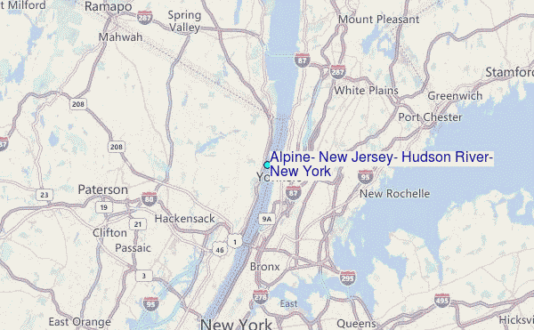 Alpine, New Jersey, Hudson River, New York Tide Station Location Map
