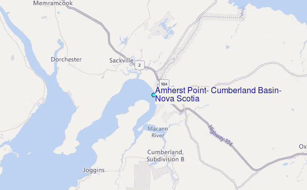 Amherst Point, Cumberland Basin, Nova Scotia Tide Station Location Map