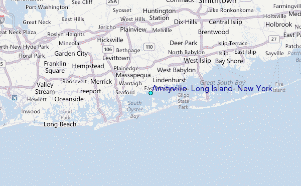 Amityville, Long Island, New York Tide Station Location Map