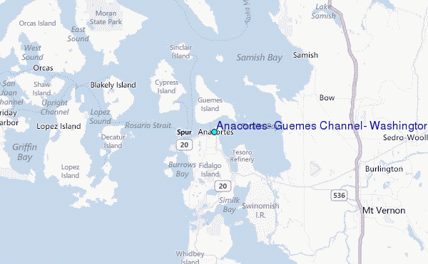 Anacortes, Guemes Channel, Washington Tide Station Location Map