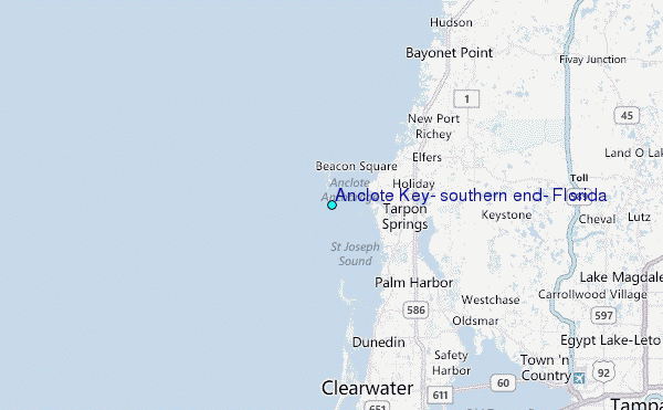 Anclote Key, southern end, Florida Tide Station Location Map