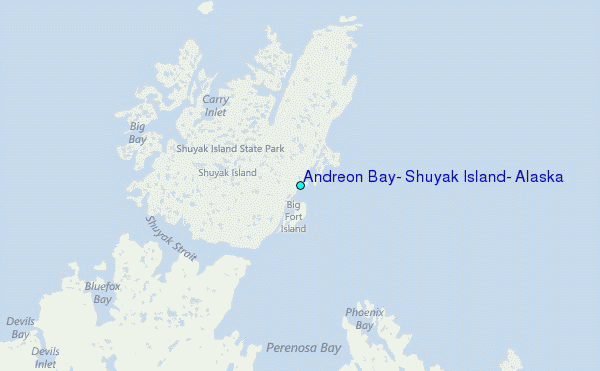 Andreon Bay, Shuyak Island, Alaska Tide Station Location Map