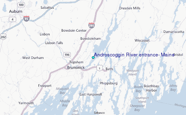 Androscoggin River entrance, Maine Tide Station Location Map