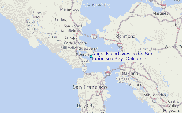 Angel Island (west side), San Francisco Bay, California Tide Station Location Map