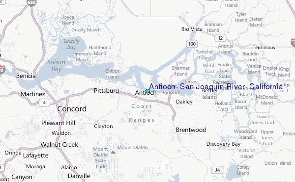 Antioch, San Joaquin River, California Tide Station Location Map