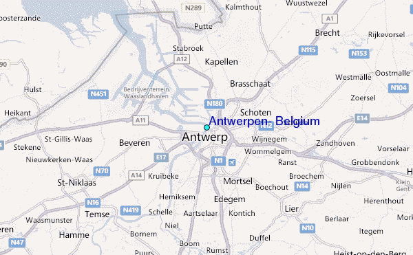 Antwerpen, Belgium Tide Station Location Map