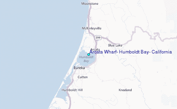 Arcata Wharf, Humboldt Bay, California Tide Station Location Map