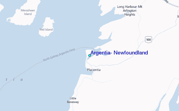 Argentia, Newfoundland Tide Station Location Map