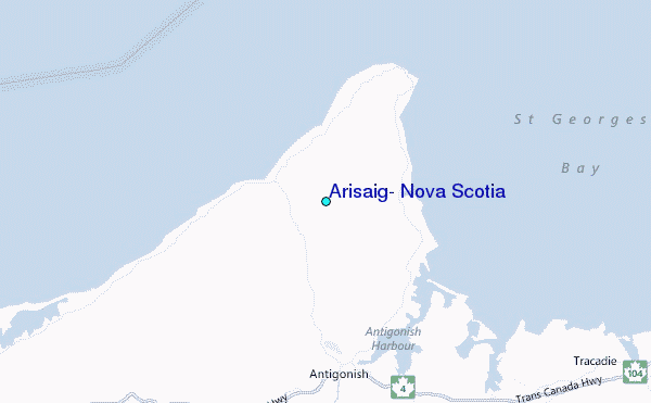Arisaig, Nova Scotia Tide Station Location Map