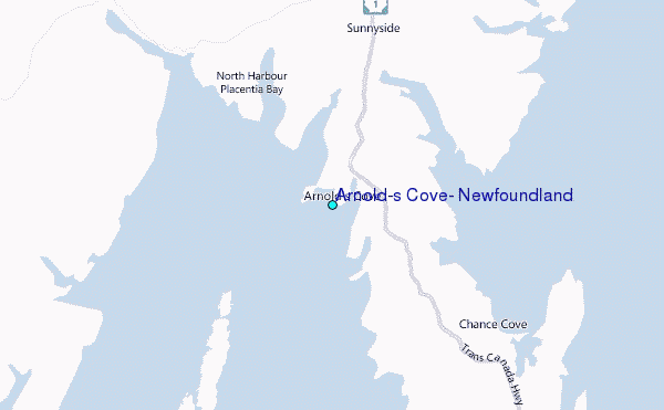 Arnold's Cove, Newfoundland Tide Station Location Map