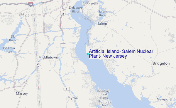 Artificial Island, Salem Nuclear Plant, New Jersey Tide Station Location Map