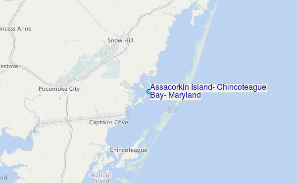 Assacorkin Island, Chincoteague Bay, Maryland Tide Station Location Map