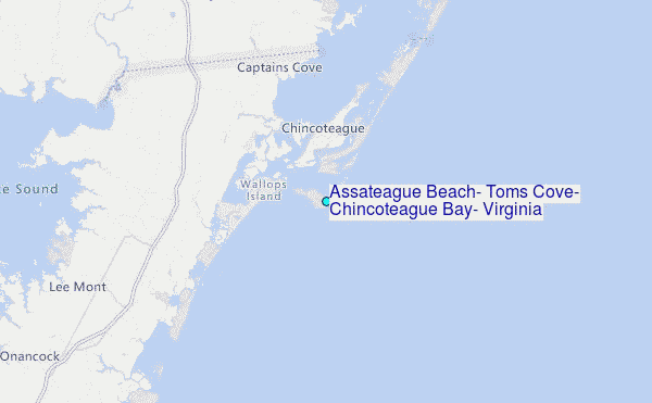 Assateague Beach, Toms Cove, Chincoteague Bay, Virginia Tide Station Location Map