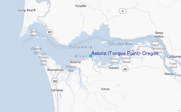 Astoria (Tongue Point), Oregon Tide Station Location Map