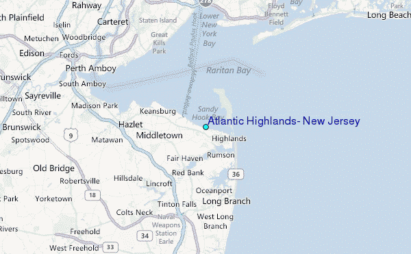 Atlantic Highlands, New Jersey Tide Station Location Map