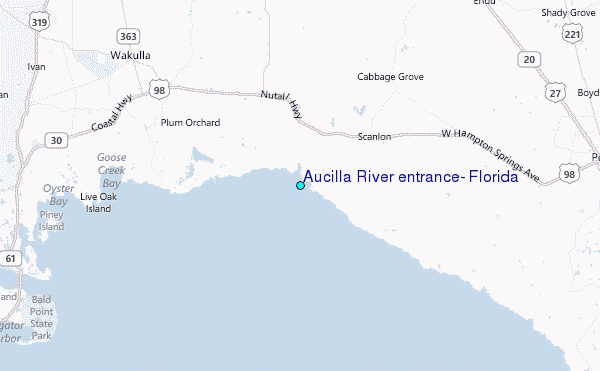 Aucilla River entrance, Florida Tide Station Location Map
