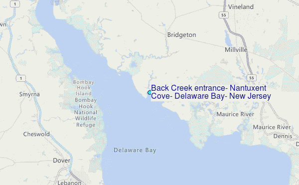Back Creek entrance, Nantuxent Cove, Delaware Bay, New Jersey Tide Station Location Map