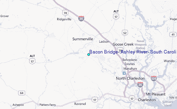 Bacon Bridge, Ashley River, South Carolina Tide Station Location Map