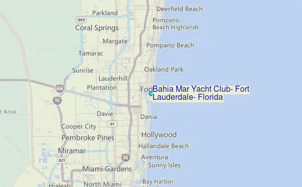 Bahia Mar Yacht Club, Fort Lauderdale, Florida Tide Station Location Map
