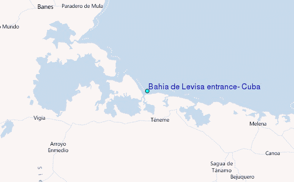 Bahia de Levisa entrance, Cuba Tide Station Location Map
