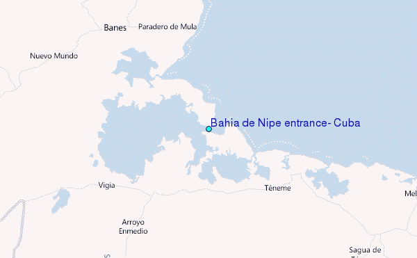 Bahia de Nipe entrance, Cuba Tide Station Location Map