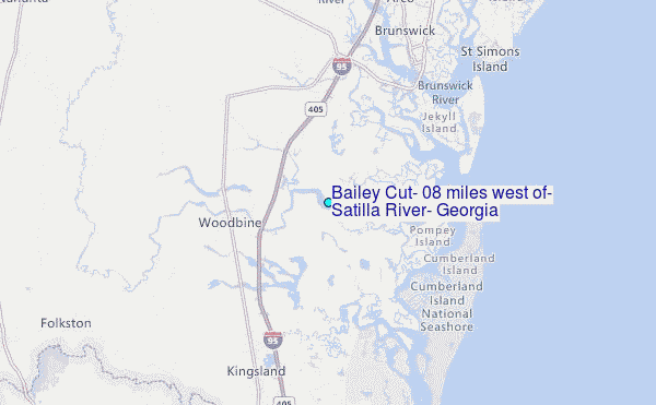 Bailey Cut, 0.8 miles west of, Satilla River, Georgia Tide Station Location Map