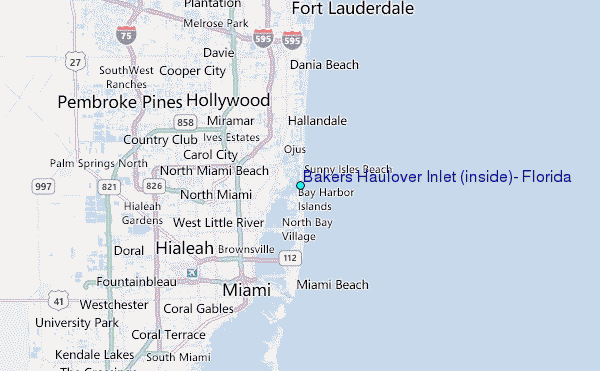Bakers Haulover Inlet (inside), Florida Tide Station Location Map