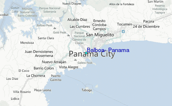 Balboa, Panama Tide Station Location Map