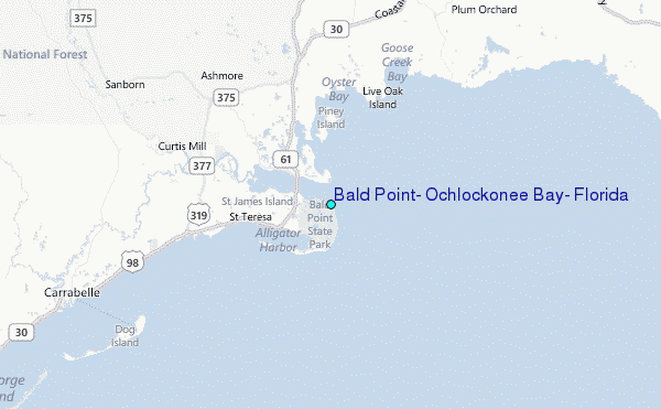 Bald Point, Ochlockonee Bay, Florida Tide Station Location Map