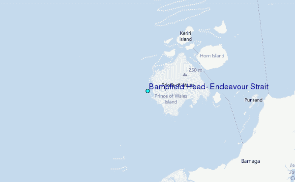 Bampfield Head, Endeavour Strait Tide Station Location Map