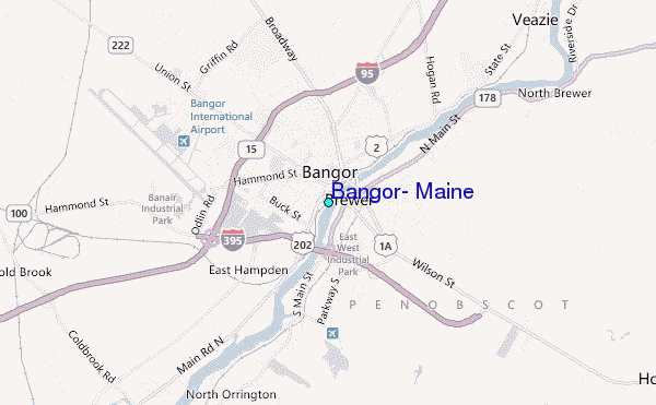 Bangor, Maine Detailed Map.